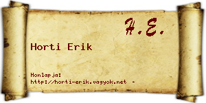 Horti Erik névjegykártya